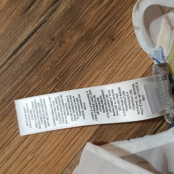 CHICO'S Blue White Floral Sheer Kaftan - Picture 7 of 10